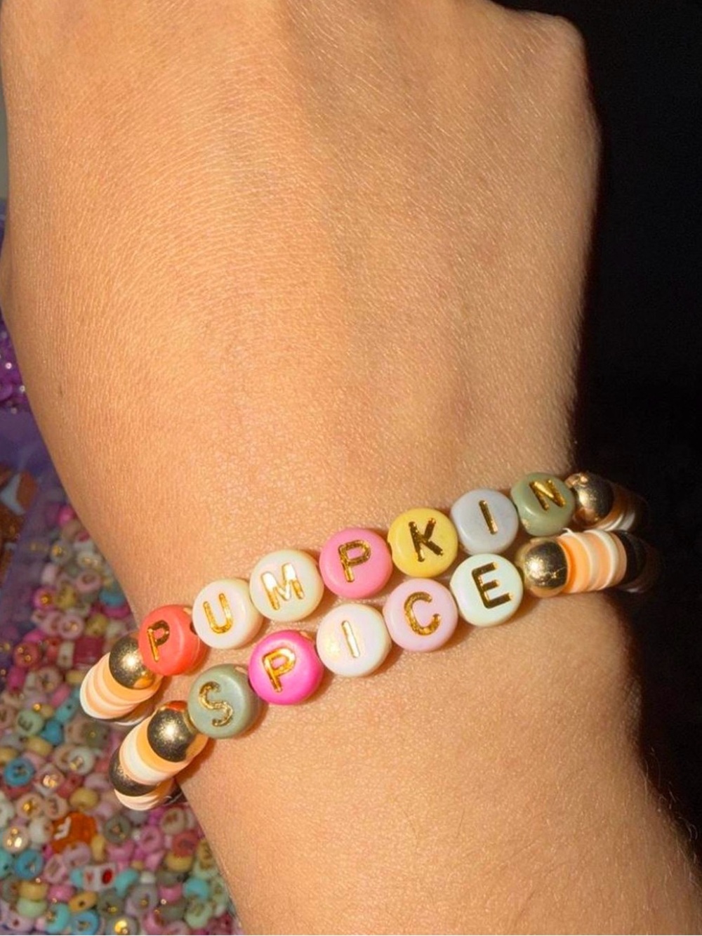Pumpkin Spice Multicolor Beaded Bracelet Set